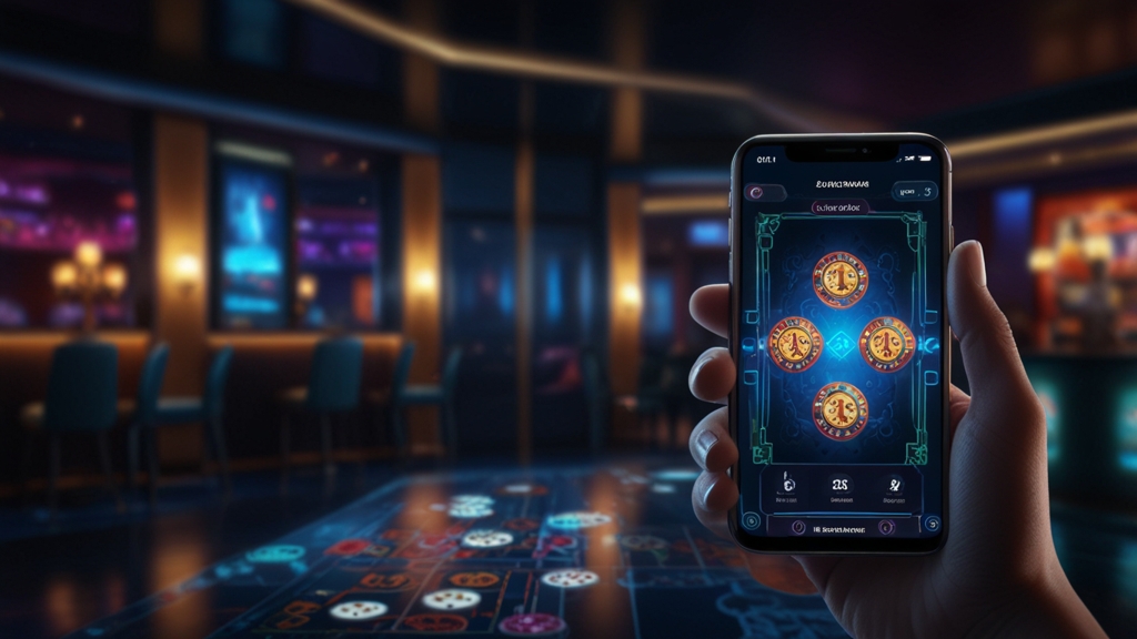 Mobile casino lobby with feature icons for balance, search, and recent games