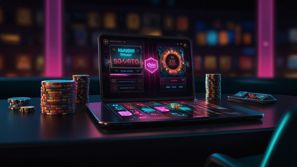 Smartphone showing a secure casino app download screen in a dark neon setting